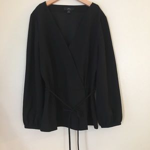 J. Crew PETITE DRAPEY CREPE FAUX-WRAP TOP